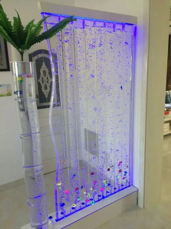 Custom Acrylic Bubble Wall Changeable Colorful Lights Air Bubble Screen Clear Acrylic Water Curtain Fountain