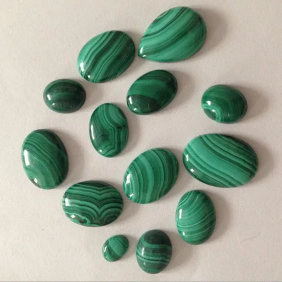 20mm Round Natural Malachite Gemstone Plain Back  Cabochon