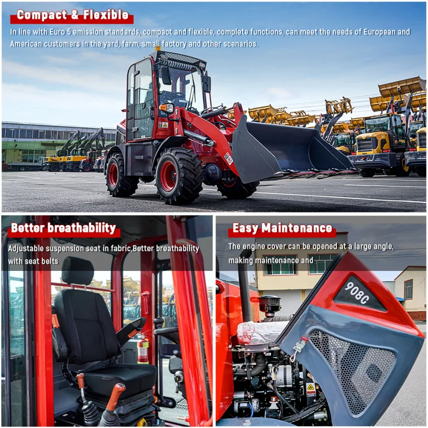 LUYU Official 908C 0.8 Ton Mini Articulated Wheel Loader with High Quality