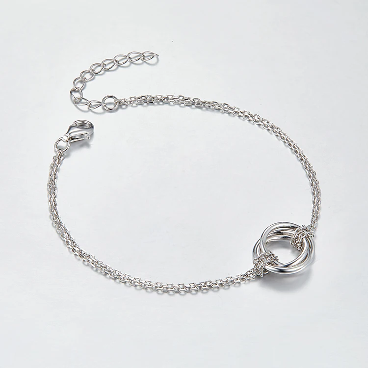 Classic 925 Sterling Silver Jewelry Set Circle Necklace and Bracelet Jewelry Set