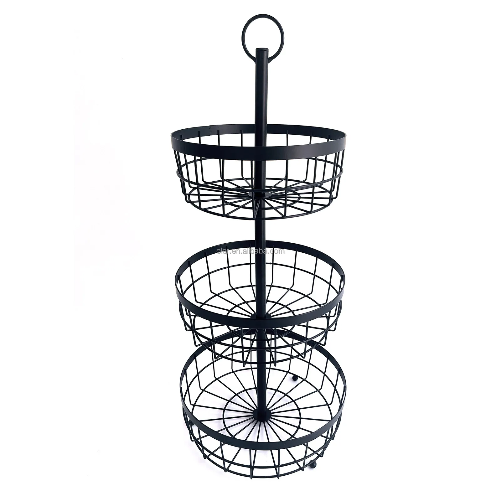 Kitchen Countertop Wire Storage Rack 3 Tier Steel Fruit Basket Shelf Wrought Iron Fruit Baskets Stand