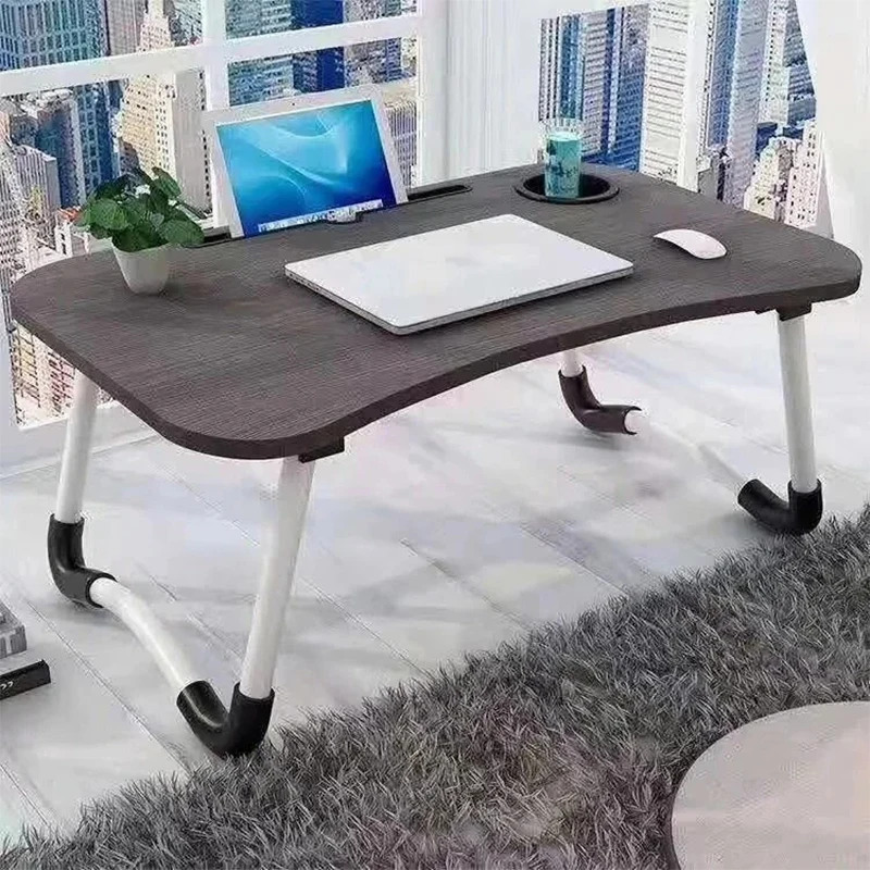 Good Quality Esay To Clean Black Wooden Non-Slip Folding Computer Table For Sofa Working
