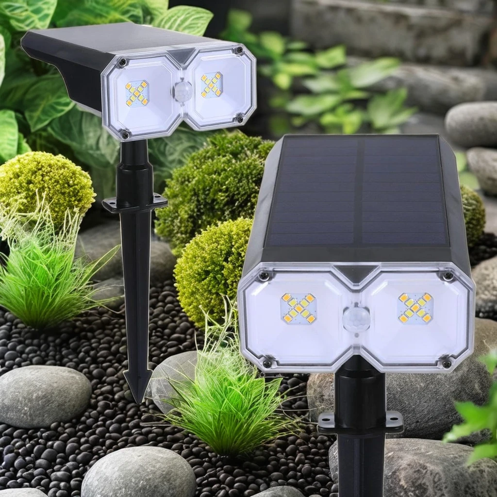Solar Spot Lights Outdoor IP65 Waterproof 18 LEDs Solar Landscape Spotlights USB Solar Powered Wall Lights Dark Sensing Auto
