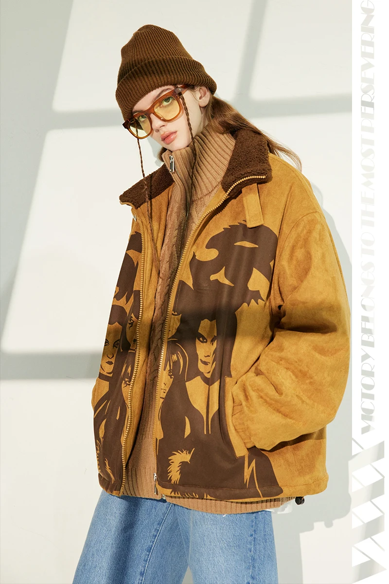 Autumn Winter New Long Sleeve Cowboy Wind Handsome Jacket Women Vintage Brown Color Slim Boyfriend Style Suede Jacket Coat