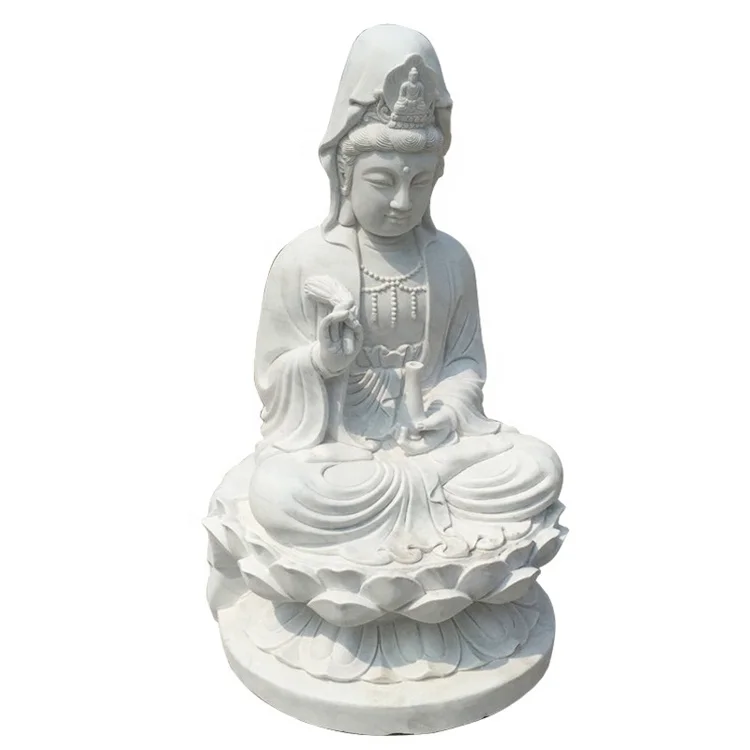 manufacturer natural white marble carved Kwan yin/Guan yin statue with child