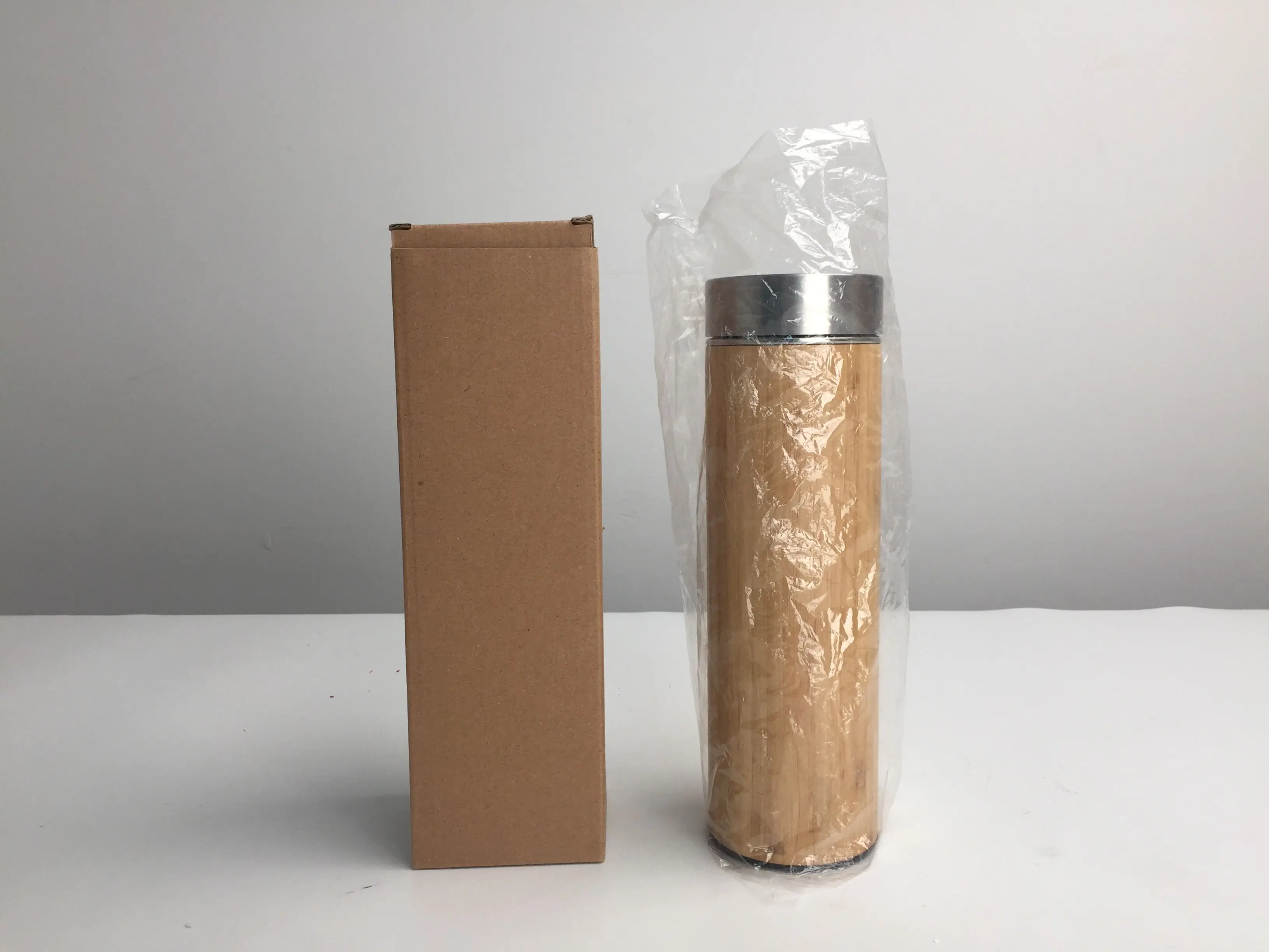 350ml 450ml 500ml 530ml Eco-Friendly High Quality Real Wooden Double Wall Vacuum Insulated Flask Bamboo Water Bottle for Tea