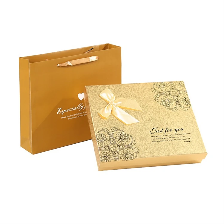 High-End Golden Foil Packaging Gift Box Wholesale Display Cardboard Paper Empty Tray Candy Chocolate Embossing Matt Lamination