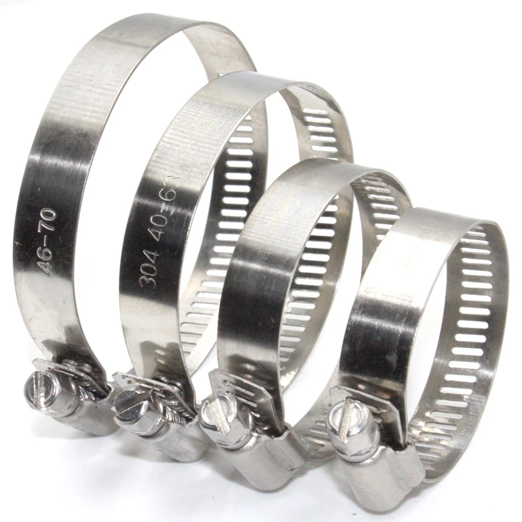 American Type Hose Pipe Clip Screw Drive Worm Gear Adjustable 304 Stainless Steel Hose Clamps For 1/4 To 12 Inch Diameter Hose