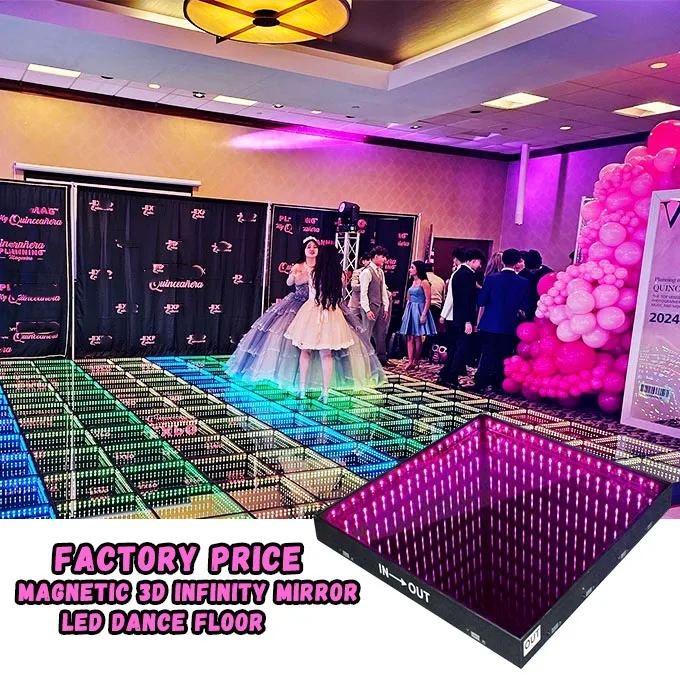 Magnetic Led Floor Dance 3D Mirror Stage Interactive Led Floor Dance for Wedding Party Led Dance Floor Panel For Sale