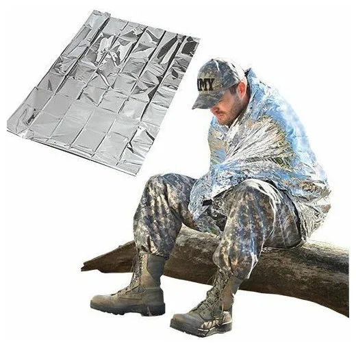 Оптовая продажа изотермическое спасательное тепловое одеяло 160x210 см серебряные аварийные одеяла из фольги mylar для emer