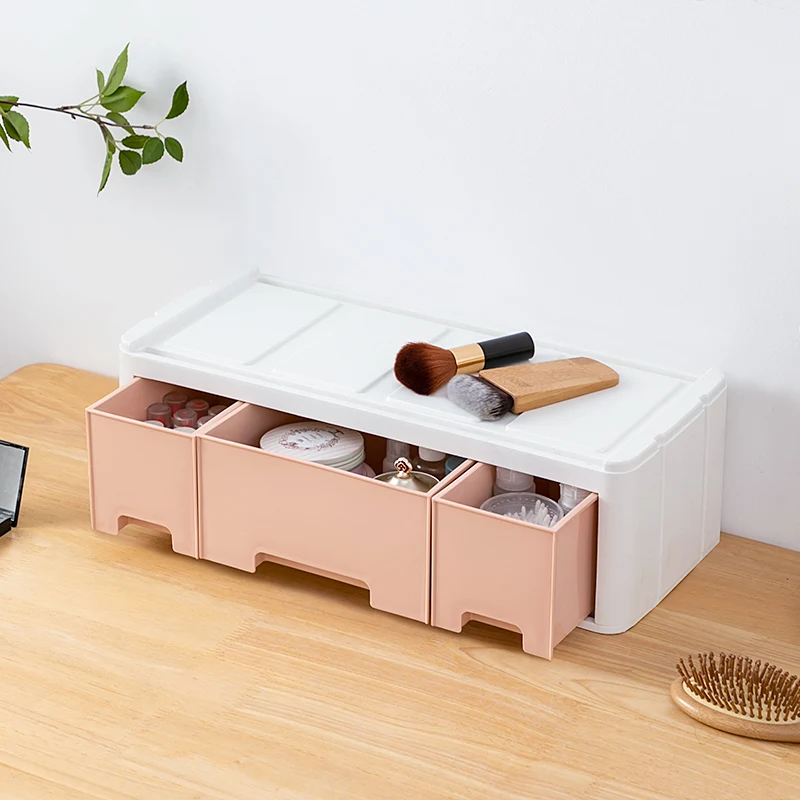 Multifunctional Plastic Desktop Computer Monitor Stand Riser with Storage Drawers