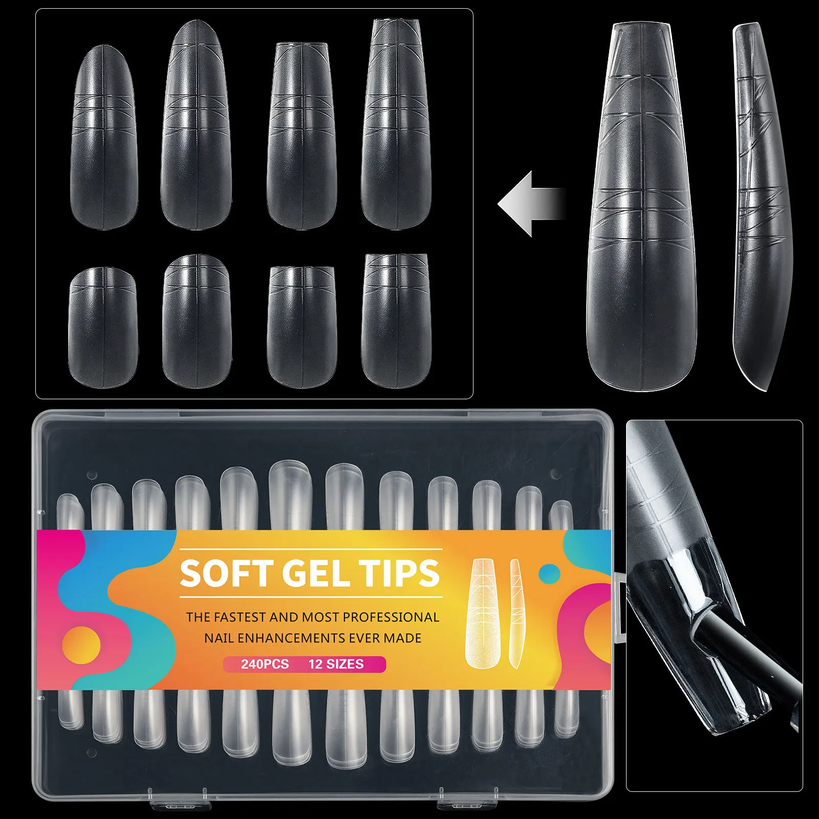 New Ultra-Thin Invisible Scale Line Nail Tips with No Carving or Grinding Required Full and Half Stick Nail Extension Strips