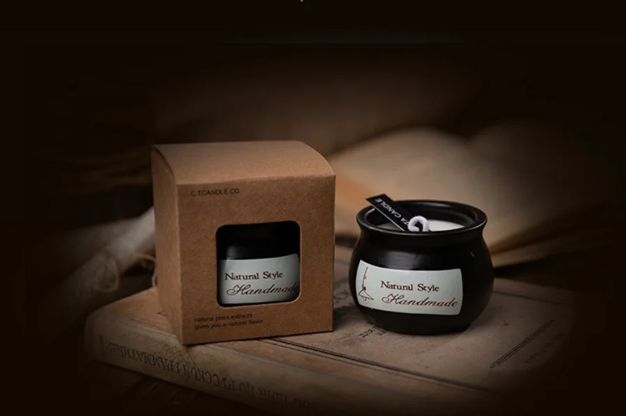 Wholesale Customized Black Ceramic Candle Jars Scented Candle