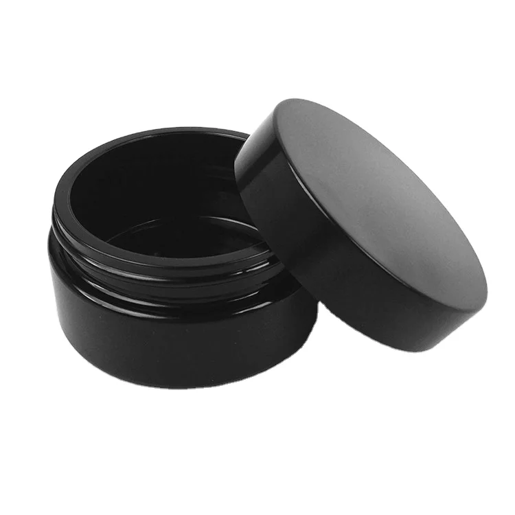 Uv glass jar Dark violet black straight side cosmetic cream bottle jar flat screw lid glass wide mouth open 50g 100g 200g 250g