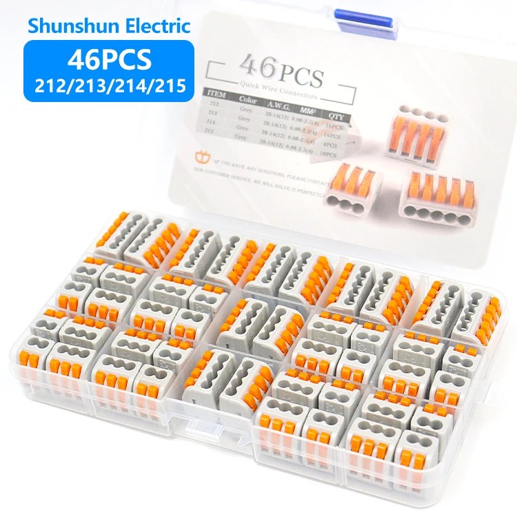 46 Pcs Wire Quick Connector CE certification China Cheapest Price 212 213 214 215 2/3/4/5 pin 12AWG ~ 28AWG kit box