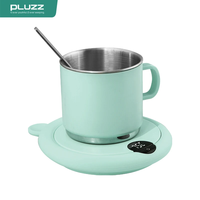 Cute Pink Electric Charging Cup Warmer Coffee Cup with Automatic Heating Pad  for Home Office Desk