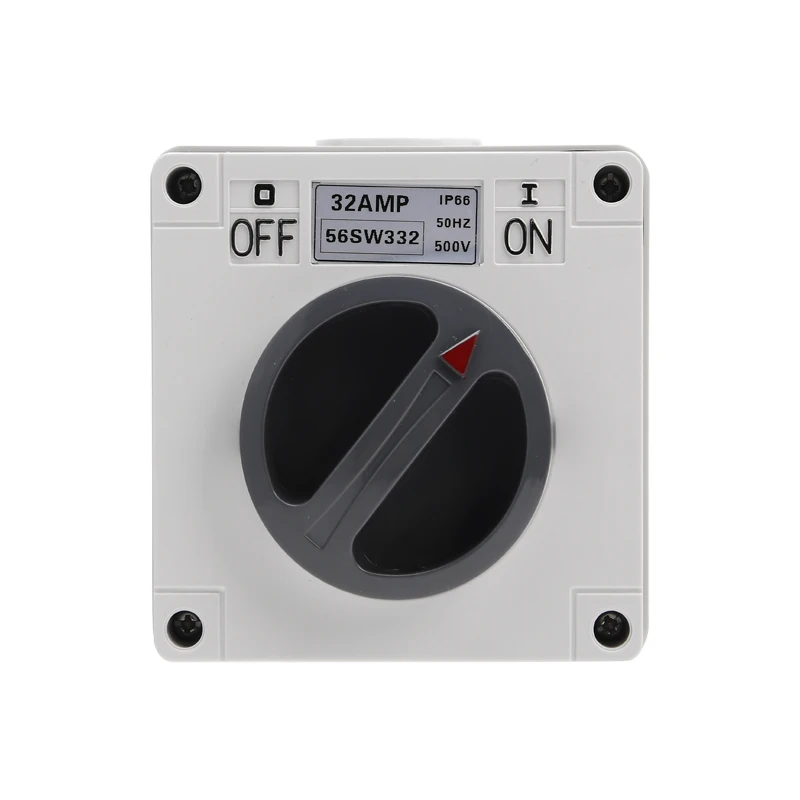 IP66 AU Standard 56SW332 3Pole 500V AC 32Amp Square manual weatherproof waterproof low voltage switch