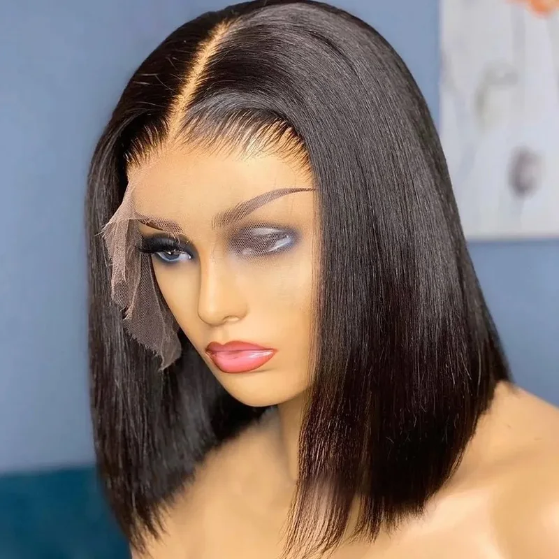 Wholesale Cheap Raw Indian Short Bob Wig Glueless Full Hd Lace Front Wigs Natural Human Hair he Lace Frontal Wig For Black Women