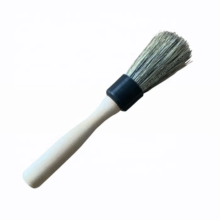 2021 Most Popular Boar Hair Car Brush Detailing Solid Wooden Handle Mixed Color Bristle Car Wash Brush