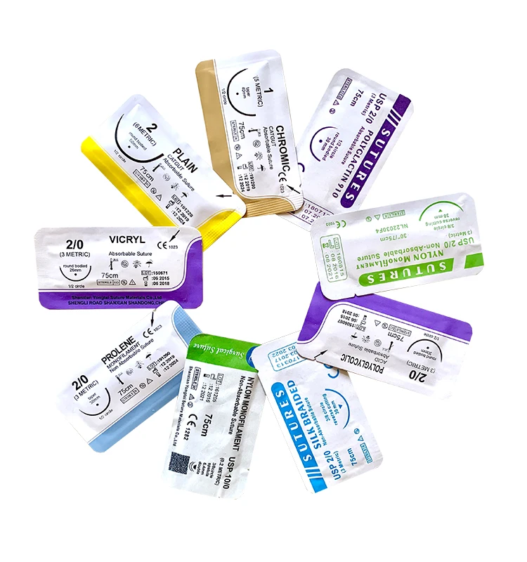 manufacture sutures polyglycolic pga catgut suture nonabsorbable elastic braided surgical suture