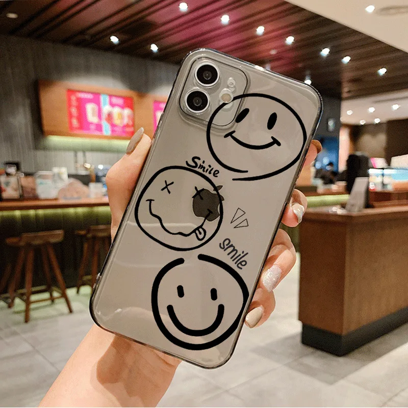 New Products The Transparent Orange Black Lines Impressions Wholesale Phone Case For iPhone X XS Max 11 12 13 14 Pro Max