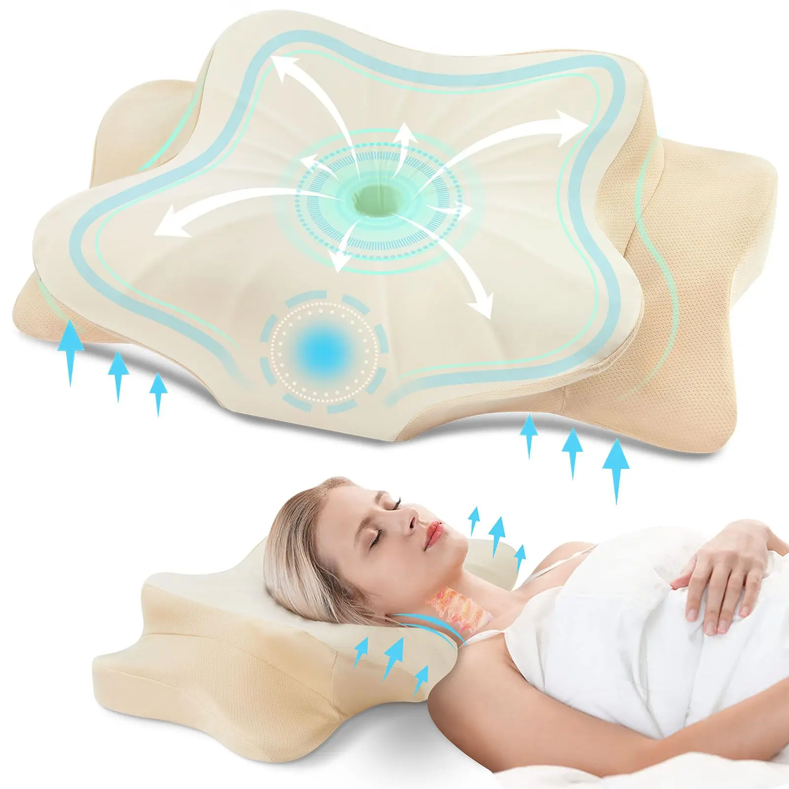 With Arm Hole Memory Foam Pillow for Couples Ergonomic Anti Pressure Couples Pillow