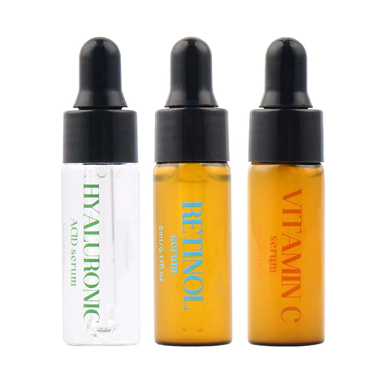 Travel Face Serum Set,Face Care Fine Lines and Wrinkles Hyaluronic Acid/Vitamin C/Retinol Serum for Dark Spots