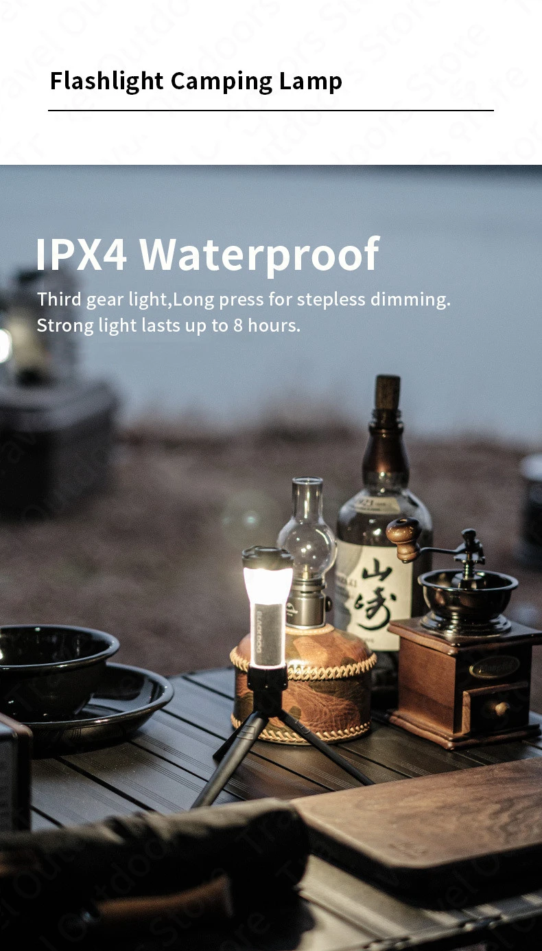 Dropshipping Lighthouse Micro Portable Camping Lamp With Tripod Magnetic Base USB Outdoor Lighting Flashlight