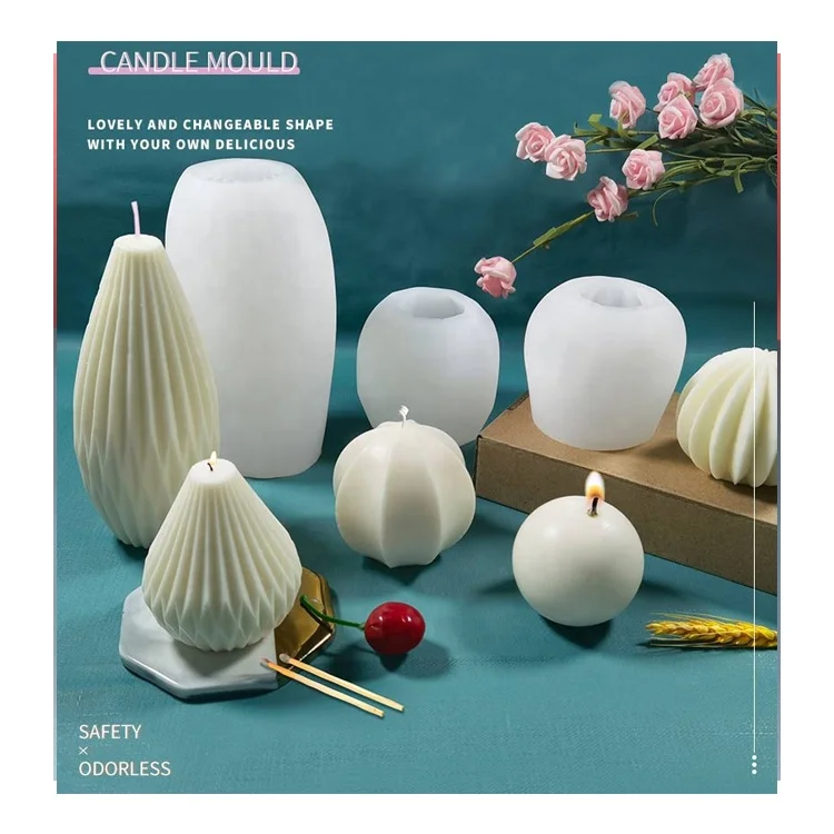 Cylinder Shape 3D Wax Silicone Sphere Mold Candle Taper Silicone DIY Molds for Making Aromatherapy Candles