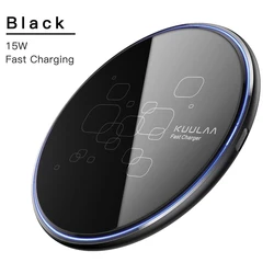KUULAA Portable Type C Mirror Effect Cell 15W Fast Charging Smart Mobile Cellular Usb C Wireless Charger For iPhone 12
