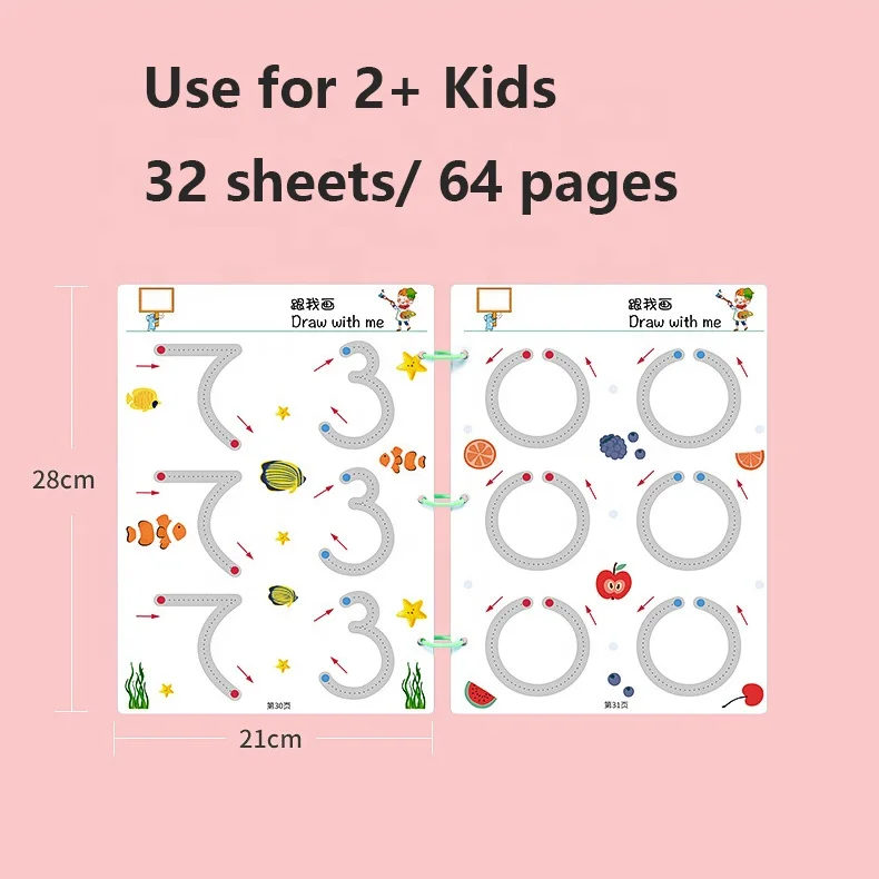 New Design Dot To Dot Book Stroke Line Dot Toddler Erasable Paper Training Book Pen Control