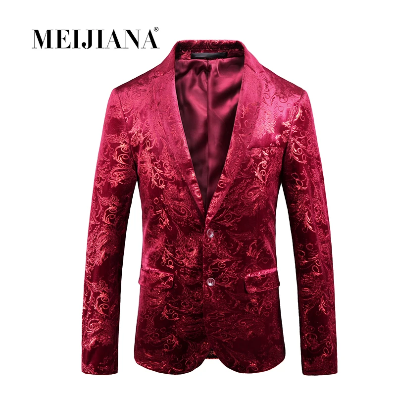 
Male Suit Blazer Printed Slim Jacket Vintage Suits Fashion Luxury Formal wedding Dress for Singers Blazers 