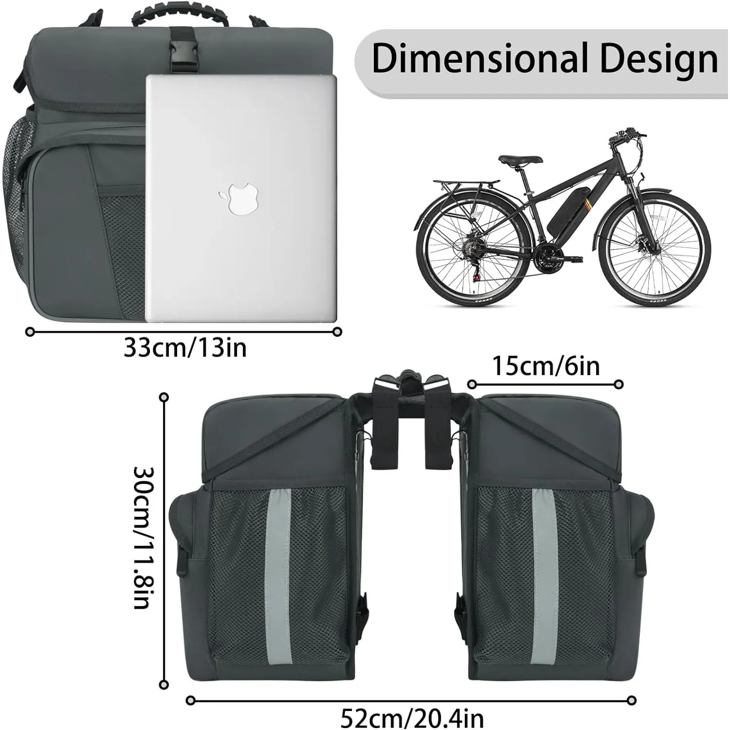 New Trendy Product Saddle Bag With Strap Waterproof Double Panniers Bag 36L