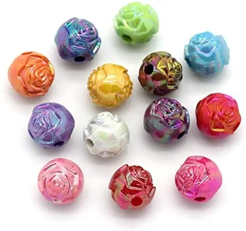 Colorful Crystal Craft Pony Acrylic Glitter Flower Beaded Necklace Waist Beads Jewelry