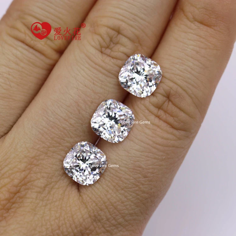 Ready stock white cubic zirconia stones cushion princess cut zircon stone price synthetic 5a cubic zirconia
