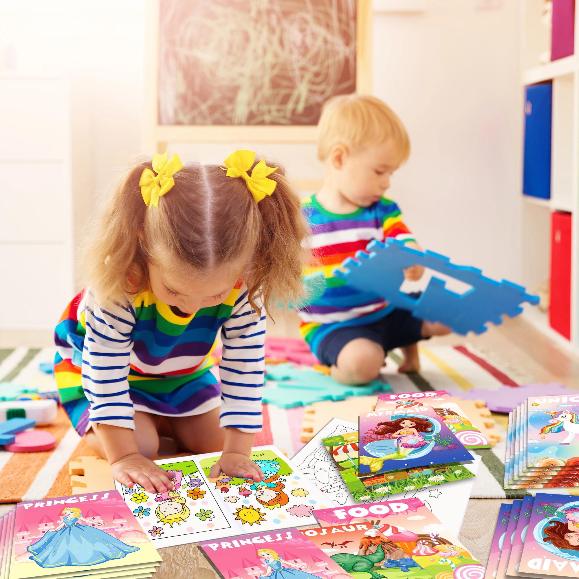 TY037 Cartoon Character Theme Coloring Books School Activity Fillers DIY Painting Drawing Book for Kids Birthday Gift