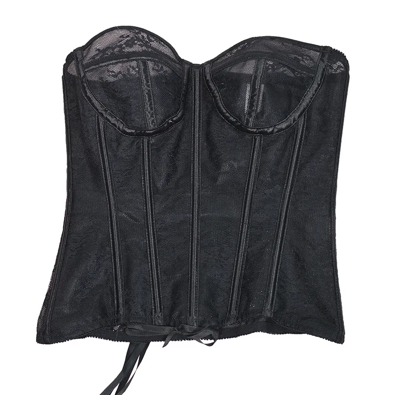 See Through Corset Women Waist Trainer Cincher Girdles Sexy White Mesh Corset