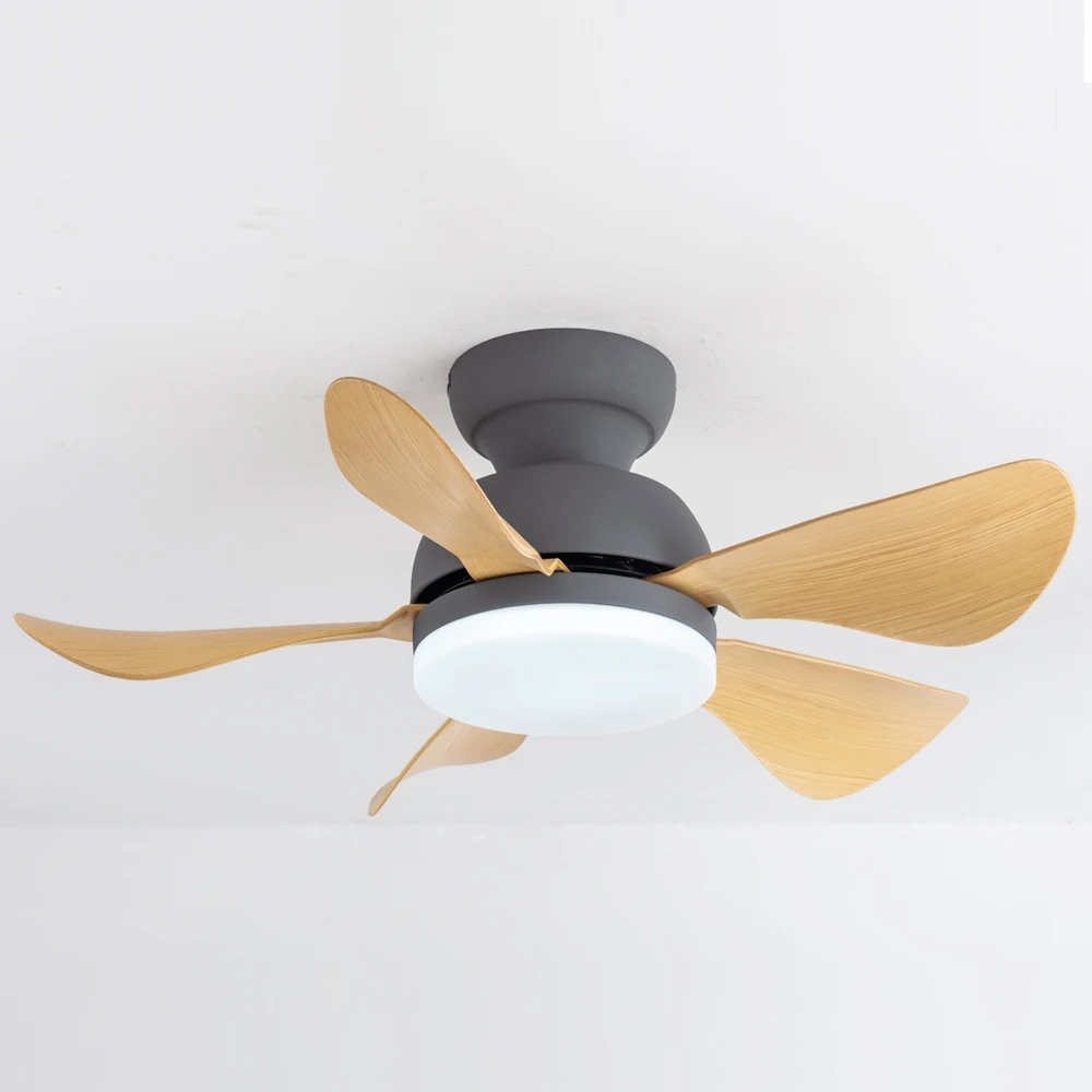 Modern Bedroom Energy Saving Reversible DC Motor 32 Inch 5 ABS Blade Flush Mount Quiet Ceiling Fan With LED light