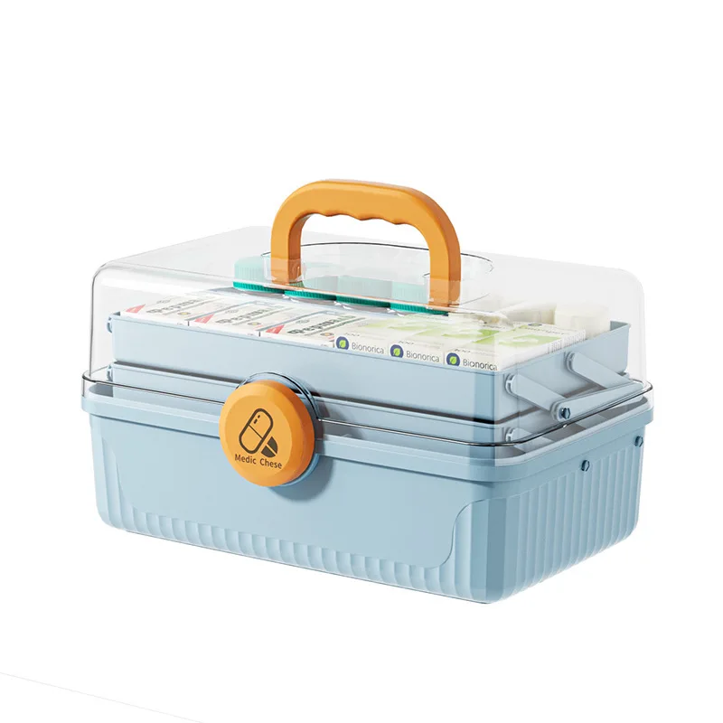 2023 New Items Outdoor Multifunction Three Layers Pill Container Plastic Medicine Travel Pill Box With Handle