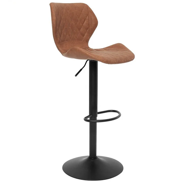 Modern Adjustable Bar Stool Swivel Counter High Chair with Vintage Suede Fabric  For Kitchens