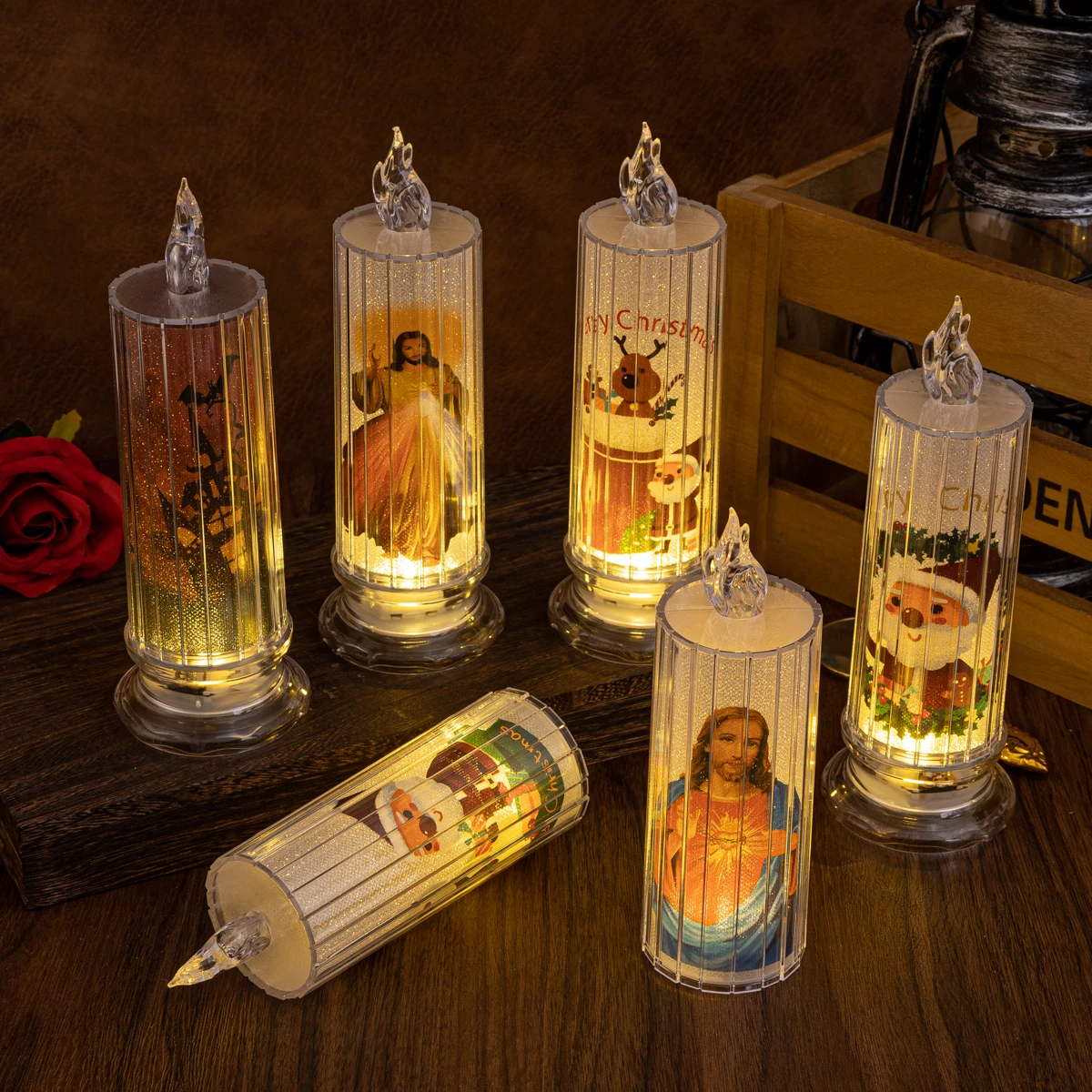 LED transparent simulation candle light creative night light bedroom bedside light atmosphere creative gift desktop ornaments