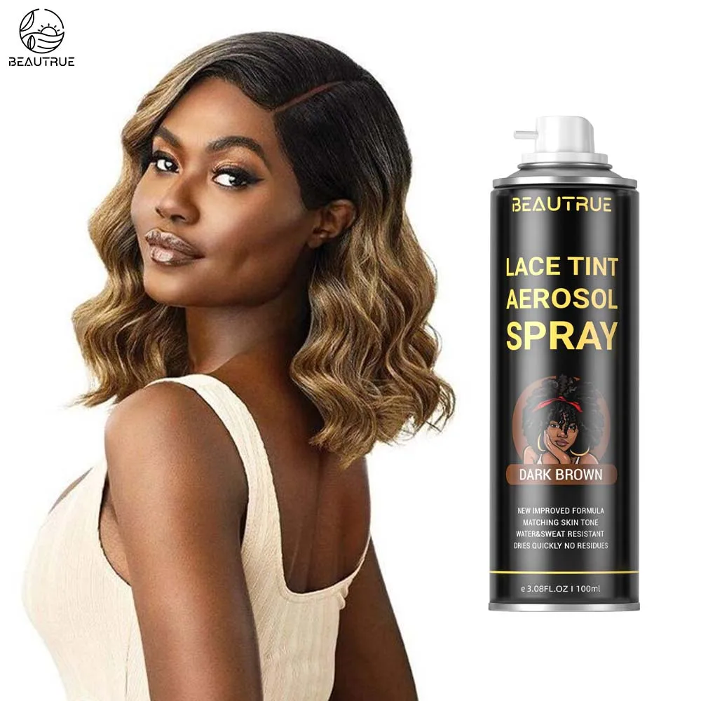 OEM 80ml 100ml 150ml Lace Tint Aerosol Spray Private Label Customized Color Scent Logo Natural Brown For Wig And Hair Tint Spray
