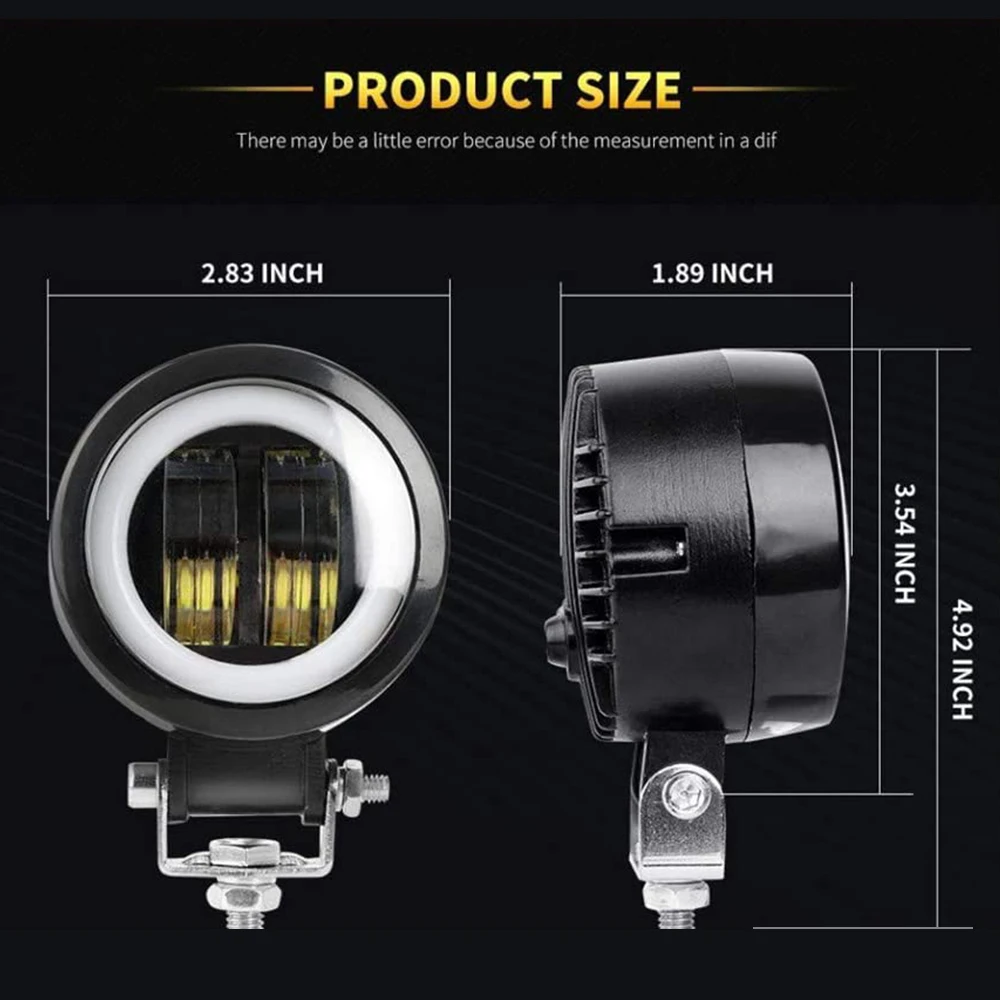 3 дюймов 20 Вт круглый мотоцикл LED свет светодиодный бар с Angel Eyes DRL Вождения по бездорожью ATV внедорожник