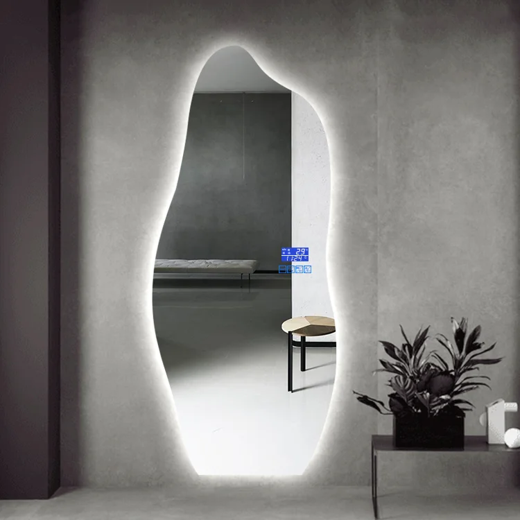 Irregular Shape Large Wall Mounted Asymmetrical Frameless Full length Mirror for Living Room  Bedroom Entryway Decoration