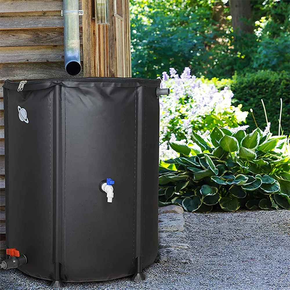 100 Gallon Collapsible Rain Barrel Portable Water Storage Tank Rainwater Collection System Downspout Water Catcher Container