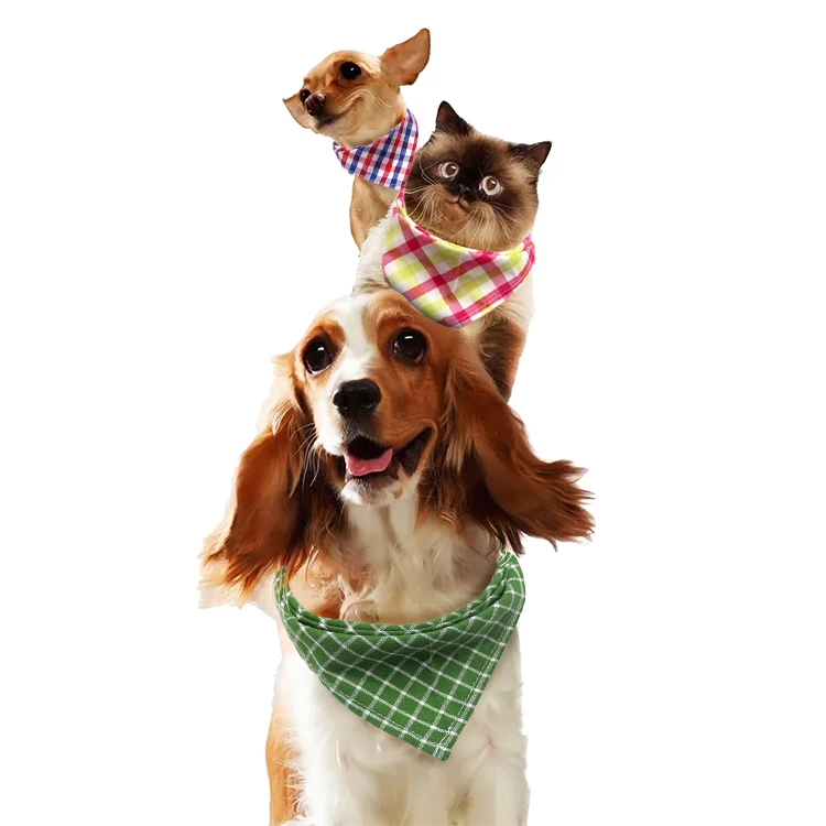 Amazon custom soft comfortable Classic Personalized pet head scarf cotton decorate breathable pet saliva towel triangle Bandanas