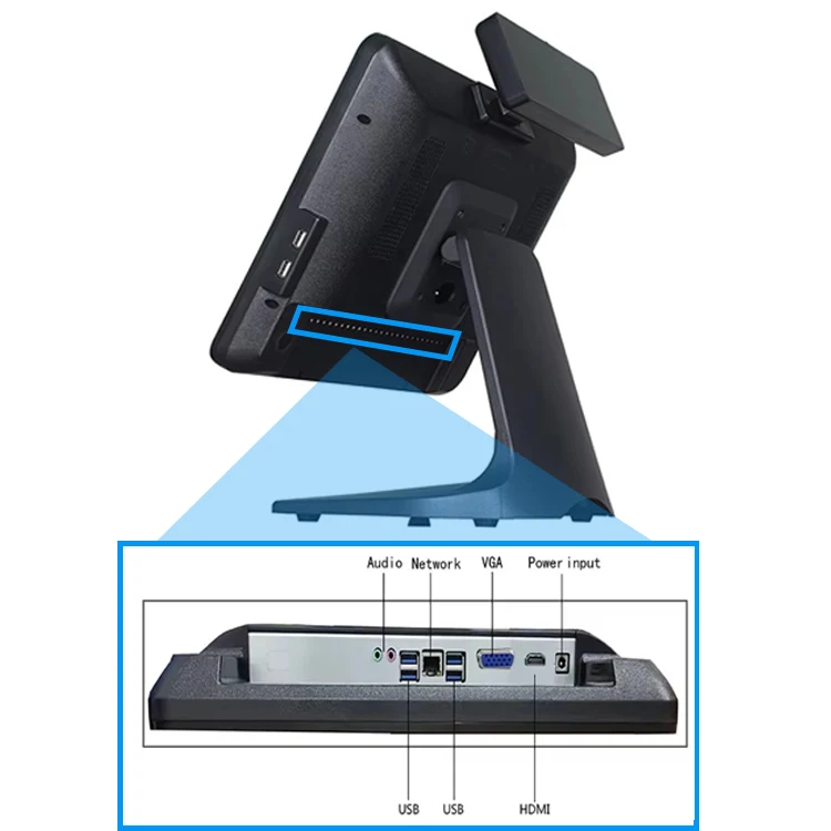 All In One Supermarket Pos Systems Dual Screen 15.6 Windows Pos Machines Pointing Information System