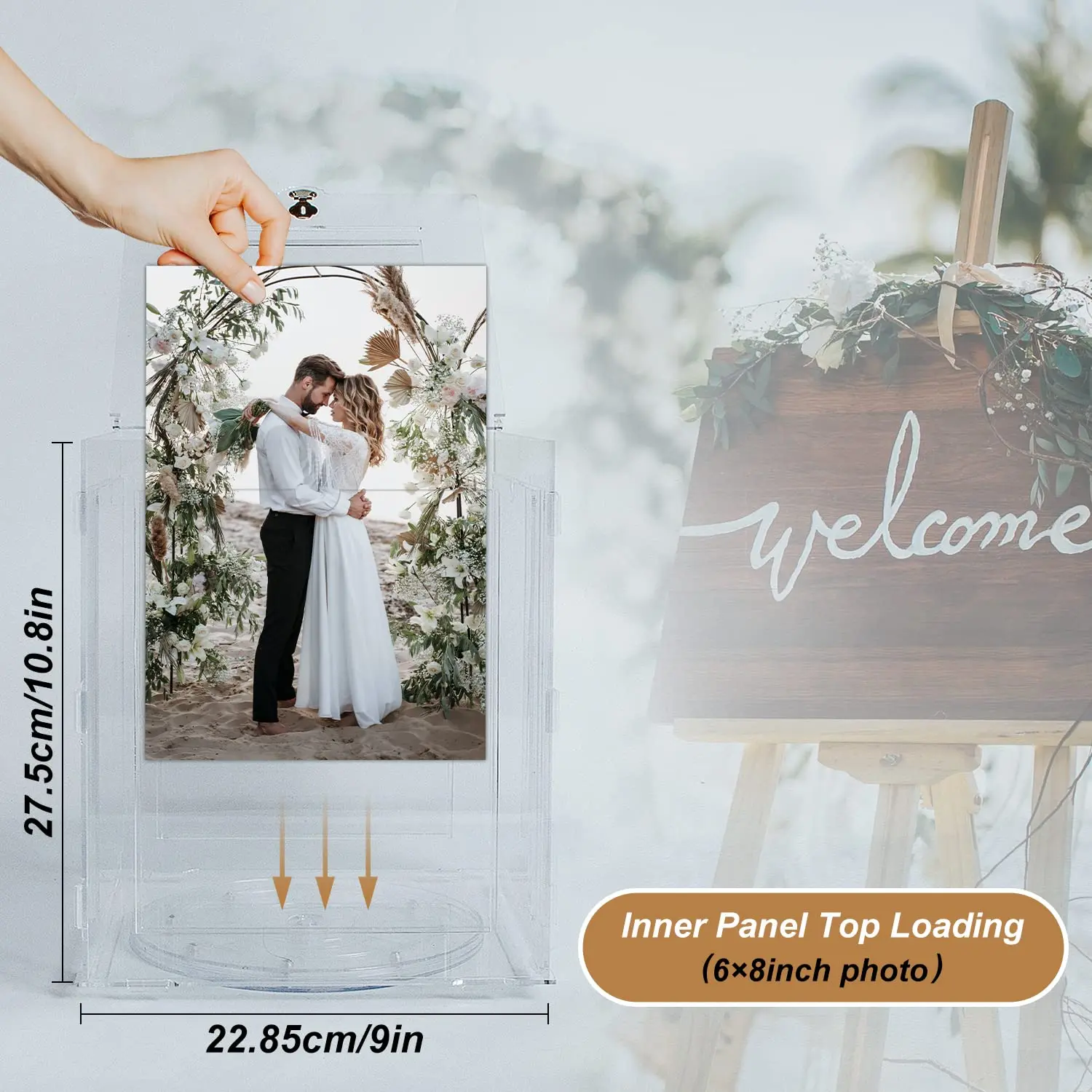 Acrylic Wedding Card Box with Sign, Clear Acrylic Wishing Well Wedding Card Box With Slot Wedding Reception Anniversary