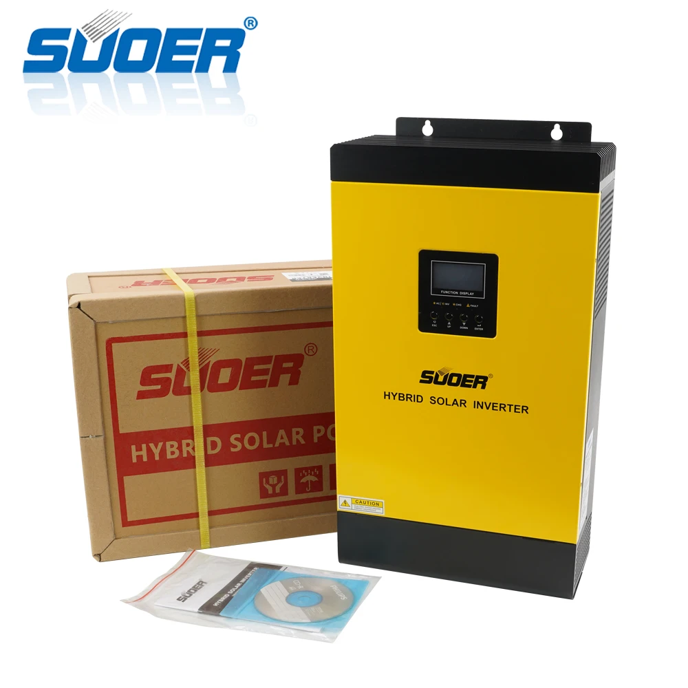 Suoer 48V 230V 5000VA 5KVA Single Output Hybrid Solar Inverter off Grid High Frequency