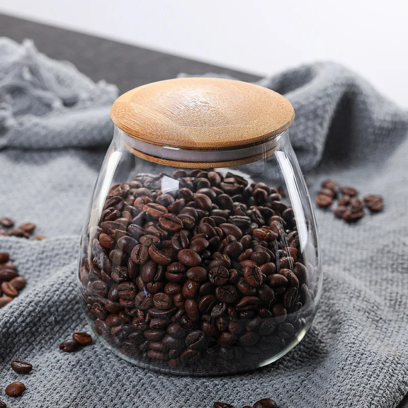 Coffee Container Glass Storage Jar Mushroom-shaped Kitchen Grains Sealed Jar Moisture-proof Coffee Bean Storage Jar Multi-purpos